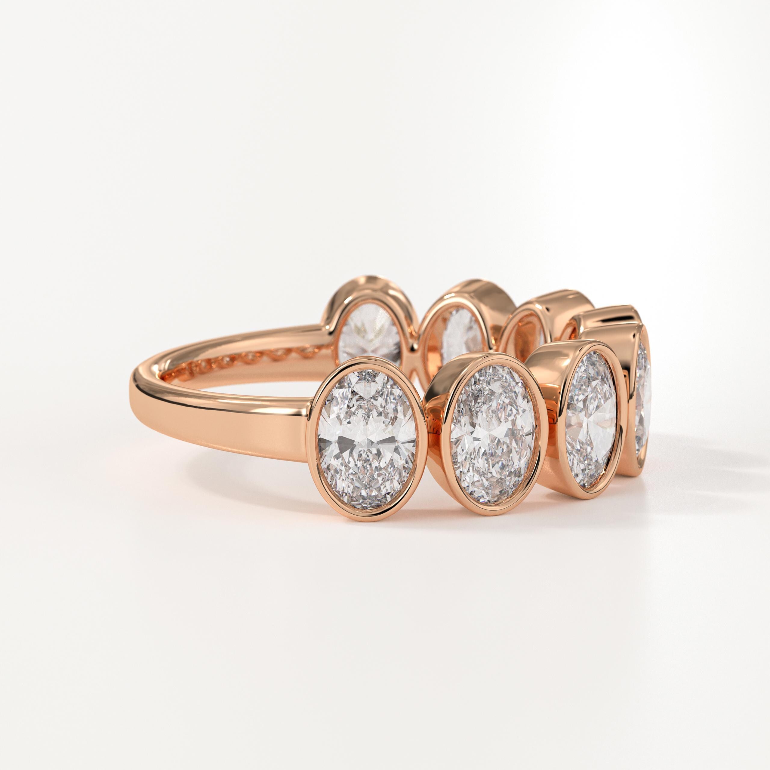 Oval Lab Grown Diamond Wedding Band for Her, Anniversary Ring For Women