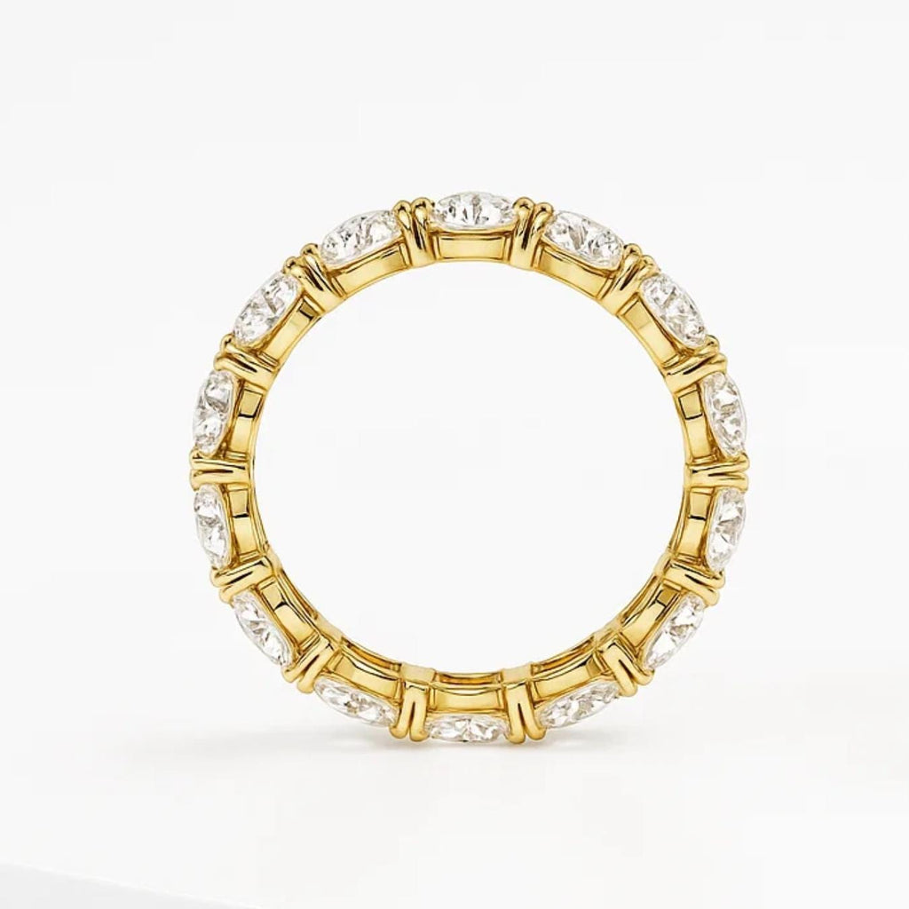 14K Gold Full Eternity Round Lab Grown Diamond Ring/ Stacking Matching Unique Anniversary Gift