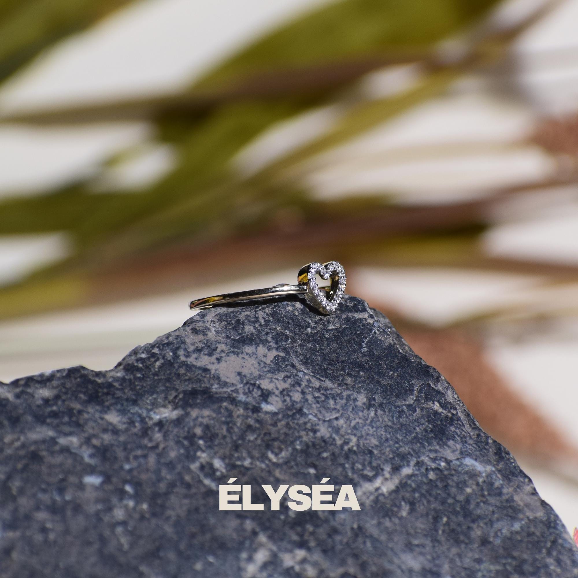 Tiny Lab Grown Diamond Open Heart 14K Gold Promise Ring Gift For Her