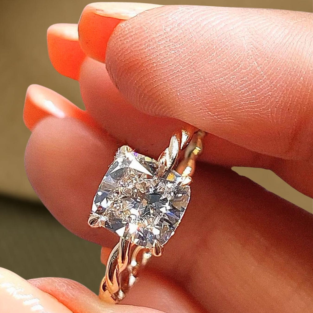 Vintage 2 Carat Lab Grown Diamond Engagement Ring 14K Solid Gold IGI Certified Diamond Ring