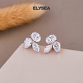 Diamond Earrings, 14k Solid Gold Marquise Floral Studs, Three-Shape Cut Diamond Earrings, Minimalist , Bridal Jewelry, Flower Earrings