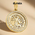 14K Gold Saint Christopher Lab Grown Diamond Pendant, Men's Religious Medal, Spiritual Protection Pendant, Travel Pendant