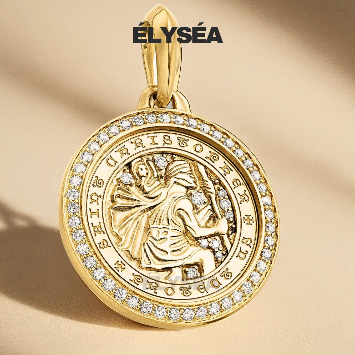 14K Gold Saint Christopher Pendant, Men's Religious Medal, Gift for Men, Spiritual Protection Pendant