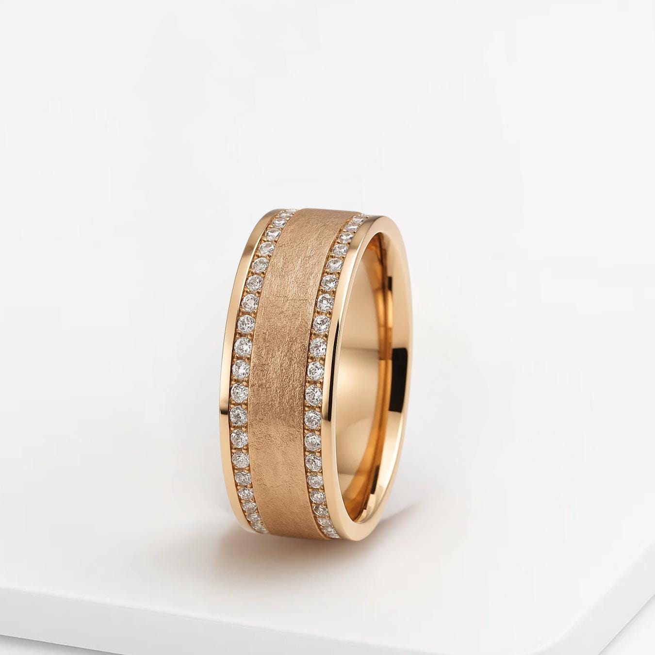 Men's Diamond Wedding Band, Matte Finish/Channel Setting Band, Birthday and Anniversary Gifts for Him