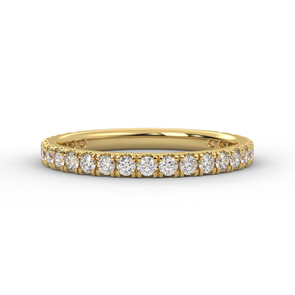 14K Gold Yellow Gold Diamond Wedding Band, Half Eternity Anniversary Band