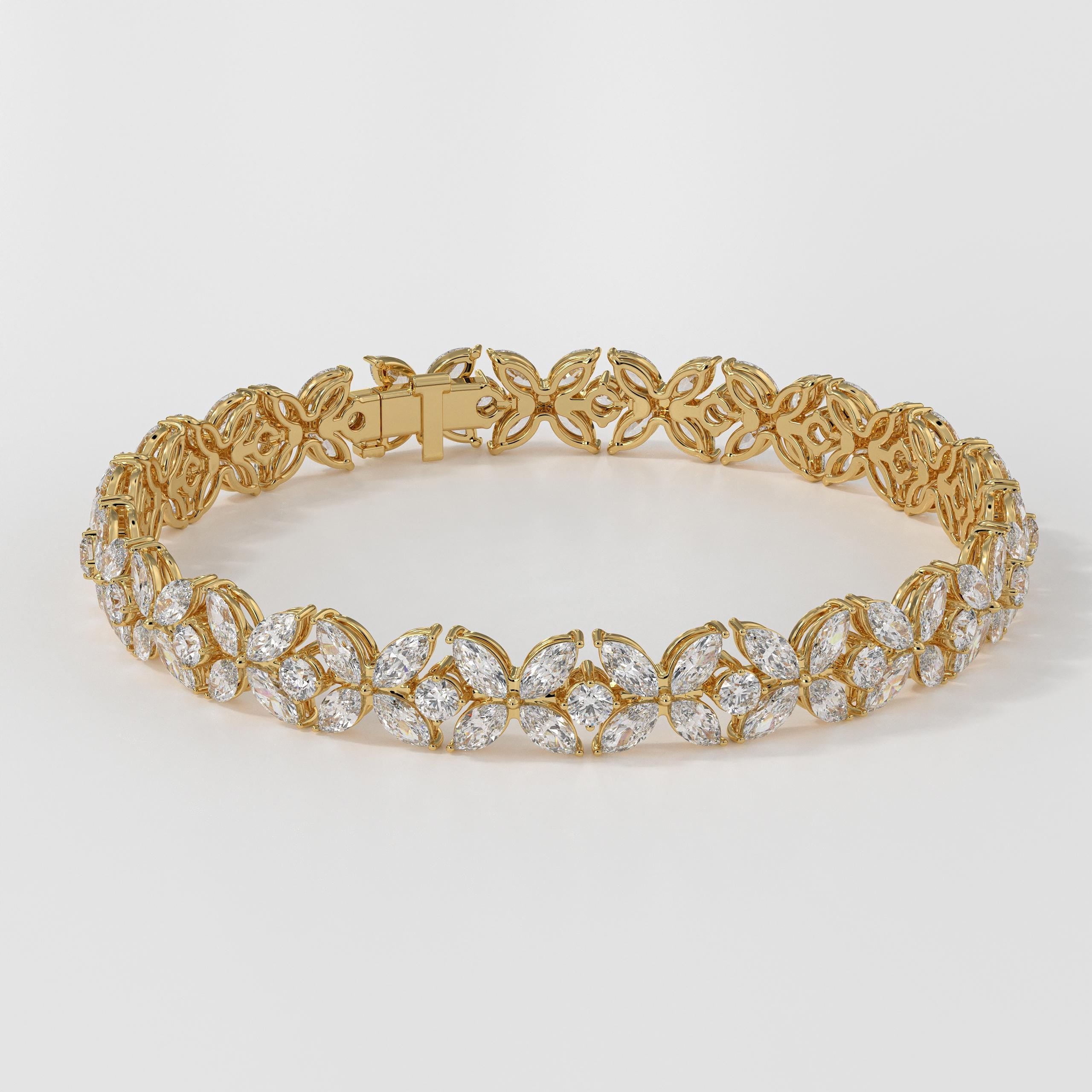 14K Gold Nature-Inspired Lab Grown Diamond Tennis Bracelet, Women's Bracelets