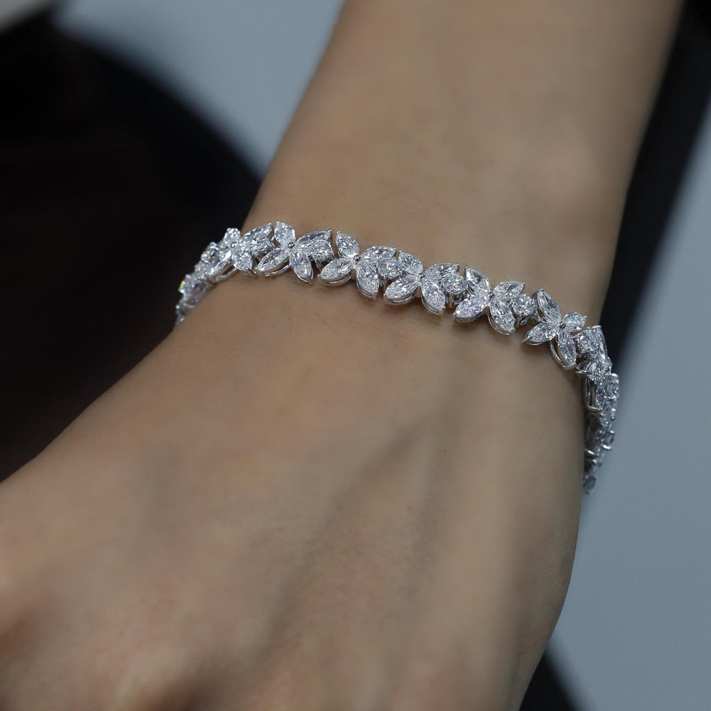 14K Gold Nature-Inspired Lab Grown Diamond Tennis Bracelet, Women's Bracelets