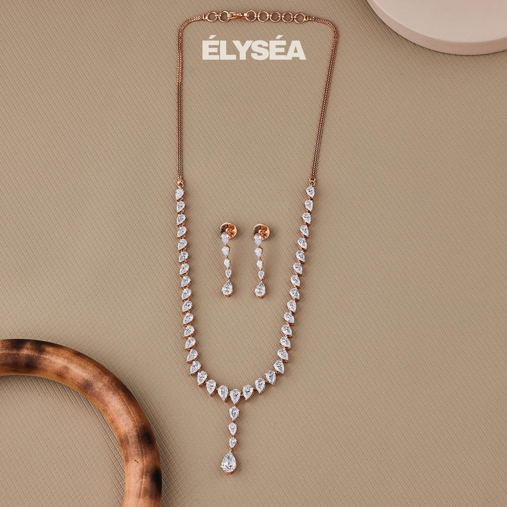 12.79 Ct Diamond Tennis Necklace, 16 inch Lab Grown Pear Cut Tennis Necklace, 14K Gold Beautiful White Diamonds, Wedding Luxury necklace Set