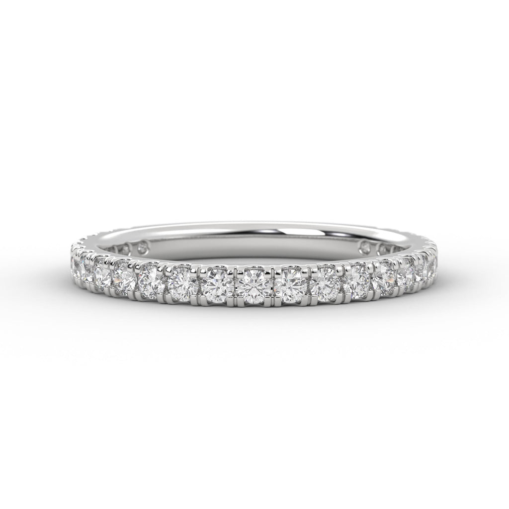 14K Gold Yellow Gold Diamond Wedding Band, Half Eternity Anniversary Band