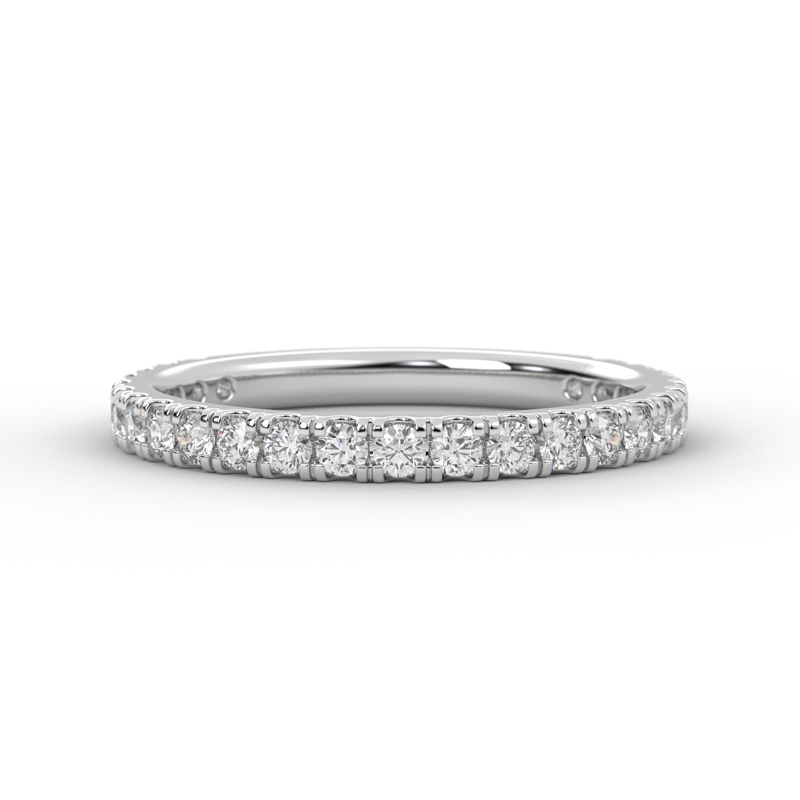 14K Gold Yellow Gold Diamond Wedding Band, Half Eternity Anniversary Band