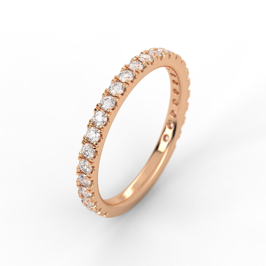 14K Gold Yellow Gold Diamond Wedding Band, Half Eternity Anniversary Band