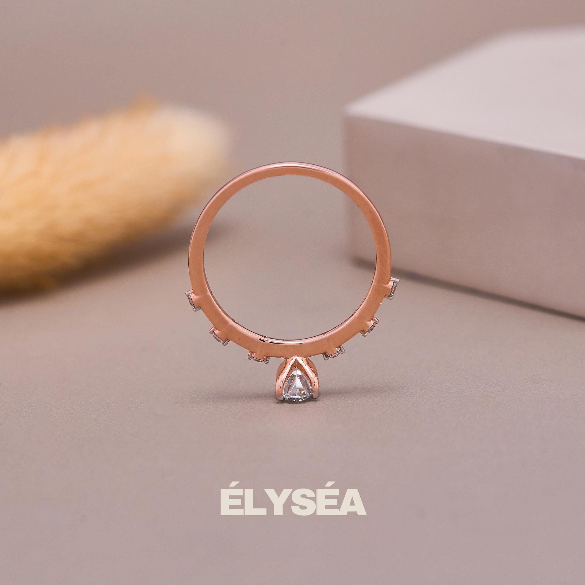 Oval Diamond Engagement Ring/ Unique Rose Gold Lab grown Wedding Ring/ Cluster Dainty Promise Ring for Women/ Promise Ring