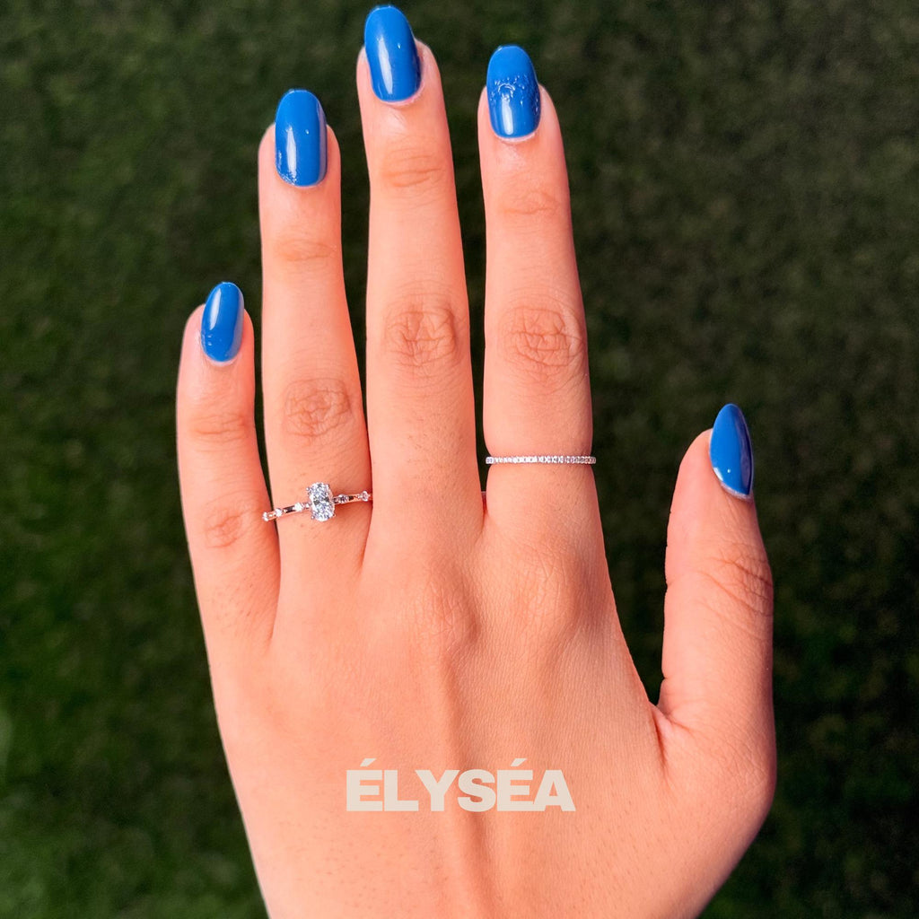 Oval Diamond Engagement Ring/ Unique Rose Gold Lab grown Wedding Ring/ Cluster Dainty Promise Ring for Women/ Promise Ring