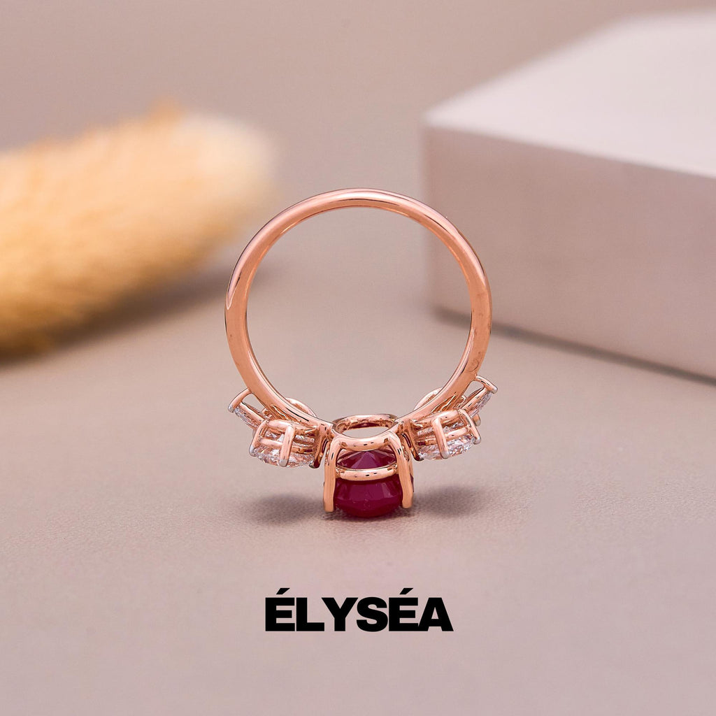 Ruby Ring / Ruby Engagement Ring in 14k Gold / Oval Cut Lab grown Ruby Diamond Ring/ July Birthstone/ Promise Ring/ Gift For Women