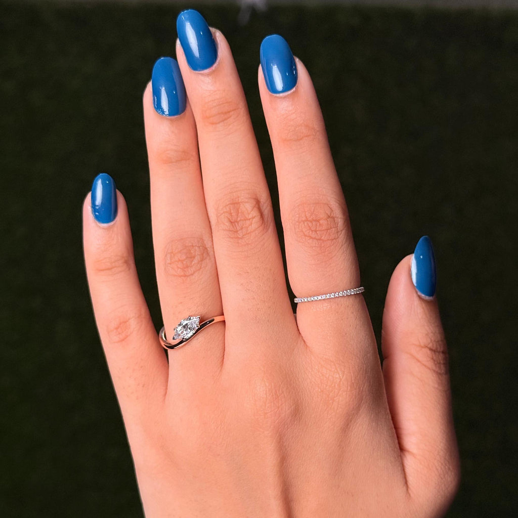 Unique Engagement Ring/ 14k Gold Marquise Cut Ring with Lab Grown Diamond/ Fine Jewelry for Women/ Modern Solitaire Engagement Ring