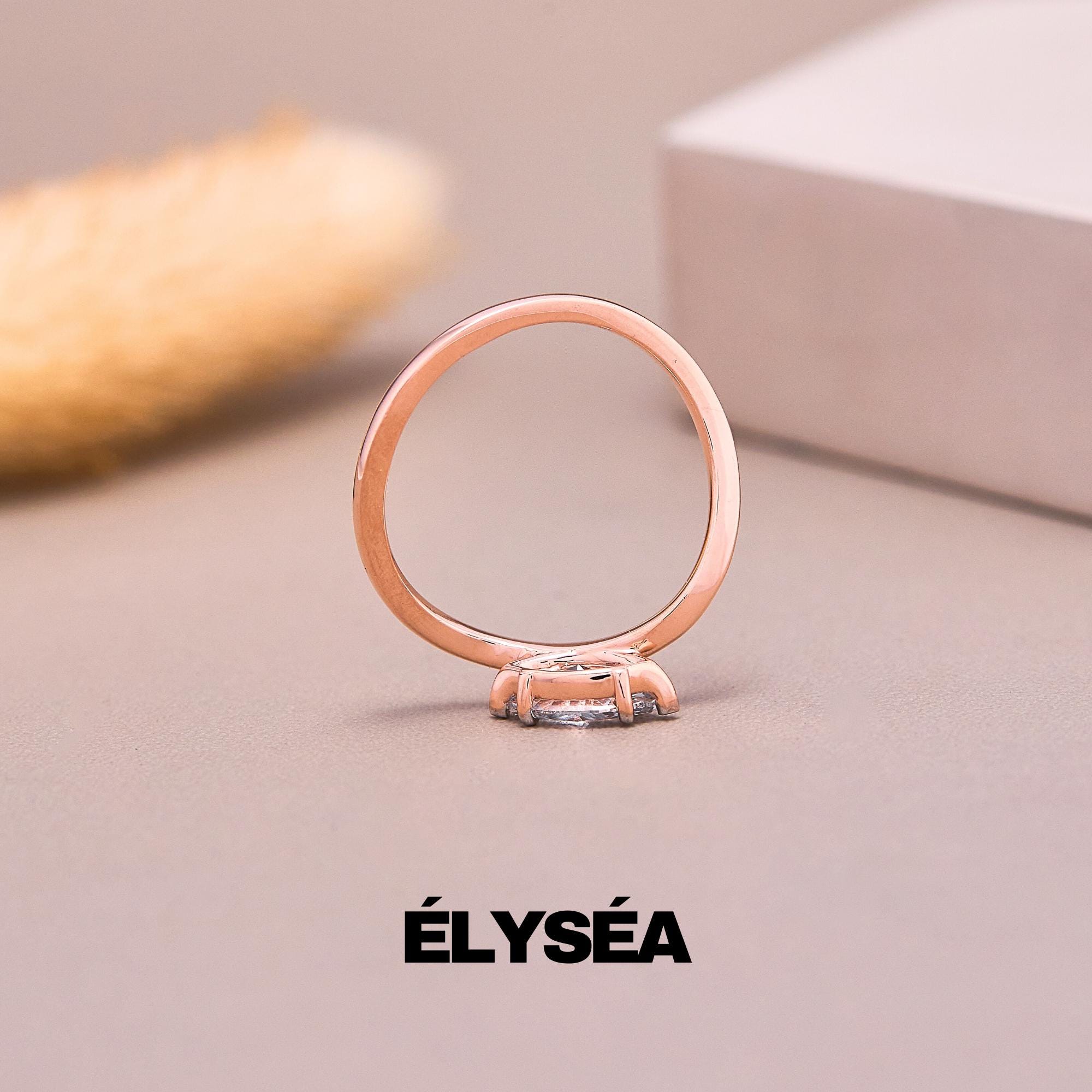 Unique Engagement Ring/ 14k Gold Marquise Cut Ring with Lab Grown Diamond/ Fine Jewelry for Women/ Modern Solitaire Engagement Ring