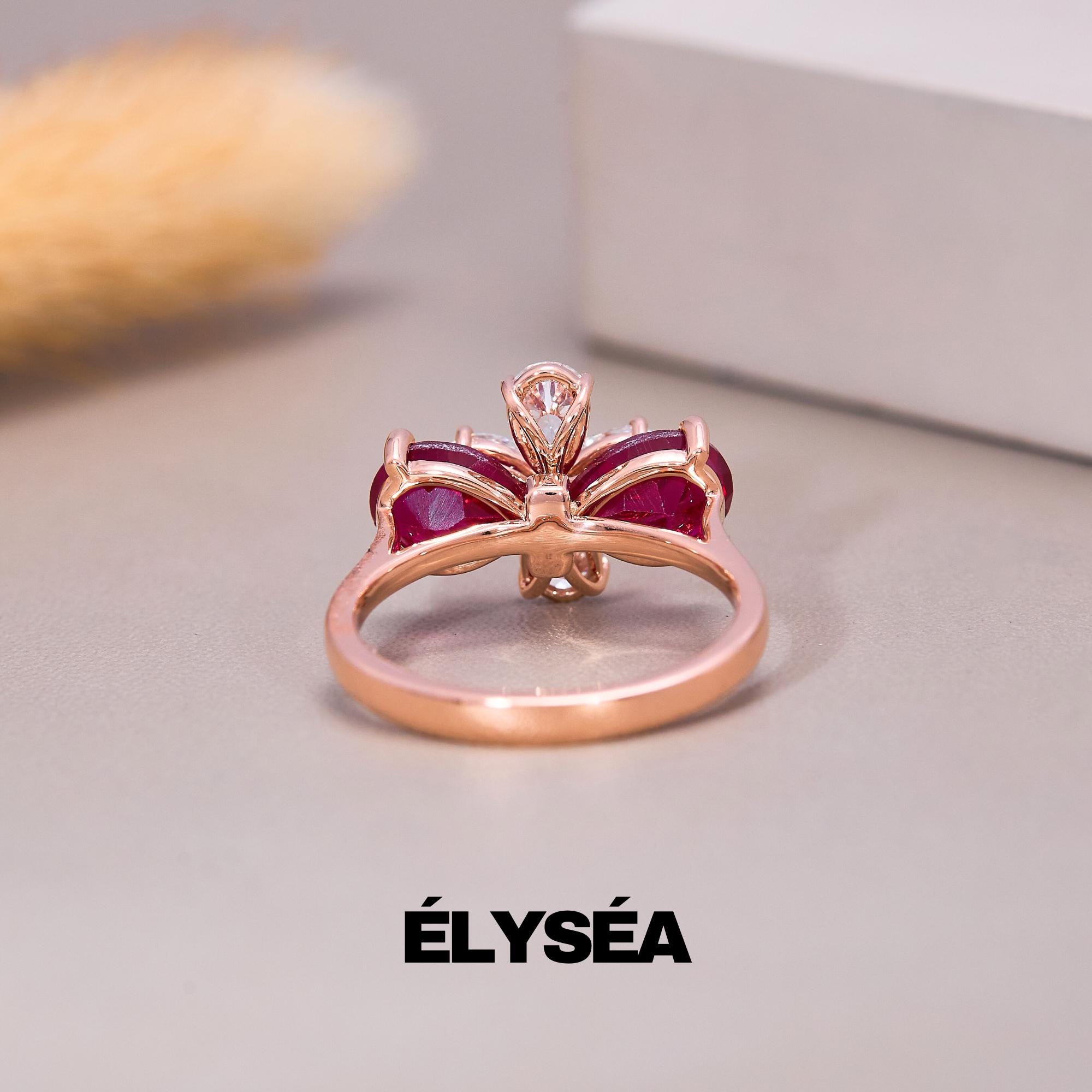 Engagement Ring 14k Solid Gold Floral Anniversary Ring Flower Ring Lab Diamond Wedding Ring Jewelry Gift for Wife Birthday July Birthstone