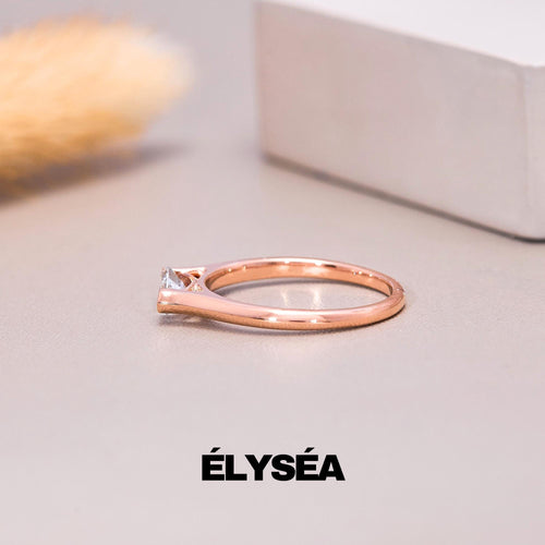 0.5 Carat East West Marquise Cut Solitaire Ring Available 14k-18k Gold /Modern Minimalist Half Bezel Engagement Ring, Lab grown Diamond Ring