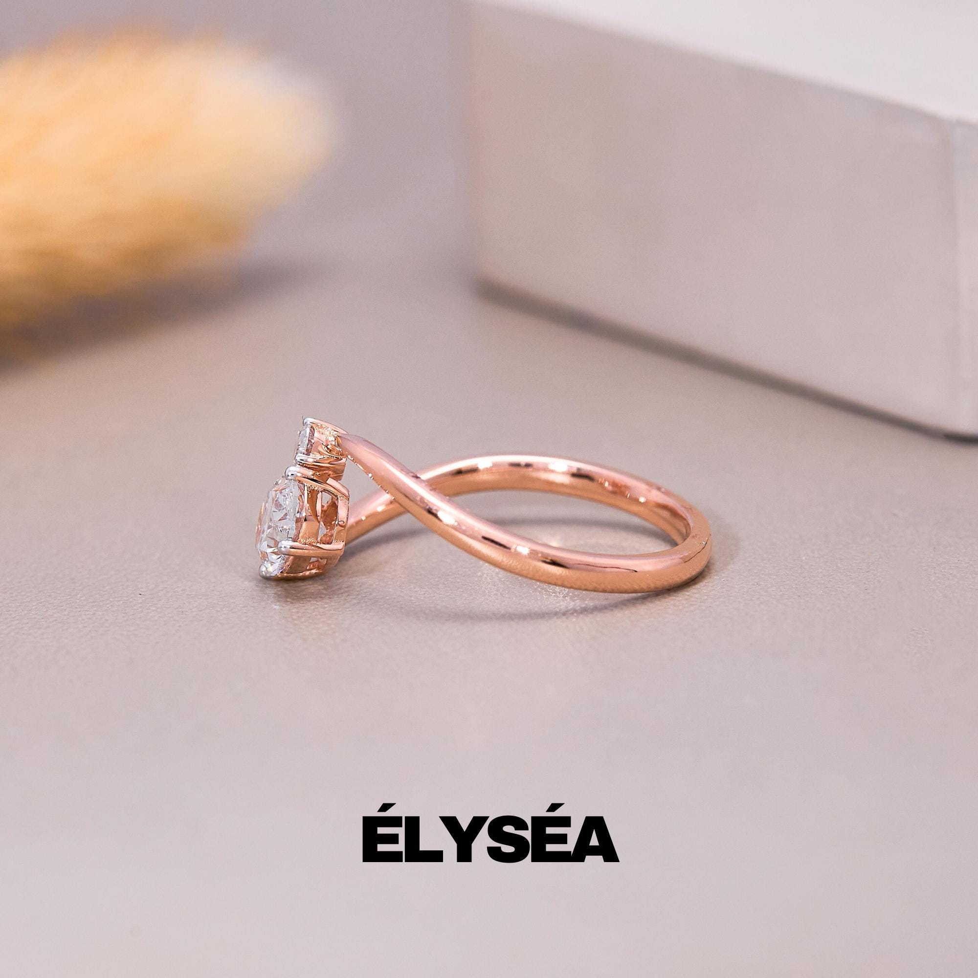 Toi et Moi Ring, Oval Lab grwon diamond ring, Promise Ring, Engagement Ring, Two Stone Ring, Wedding Ring, Anniversary Gift, Gift for Her