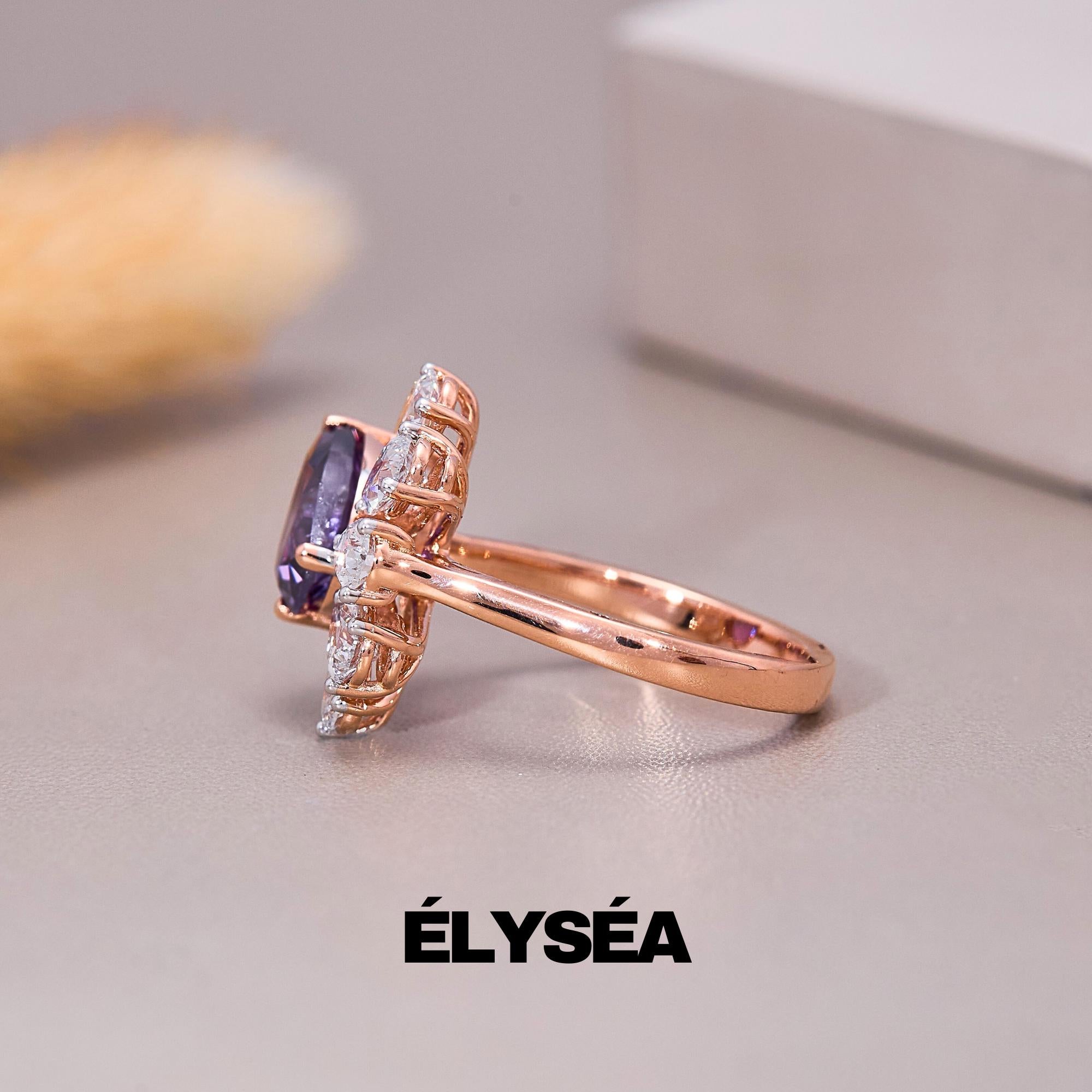 Pear cut Diamond Engagement Ring, Unique Amethyst Ring, Pear Cut Engagement Ring, Pear Lab grown Ring gift for her, Birthday Ring