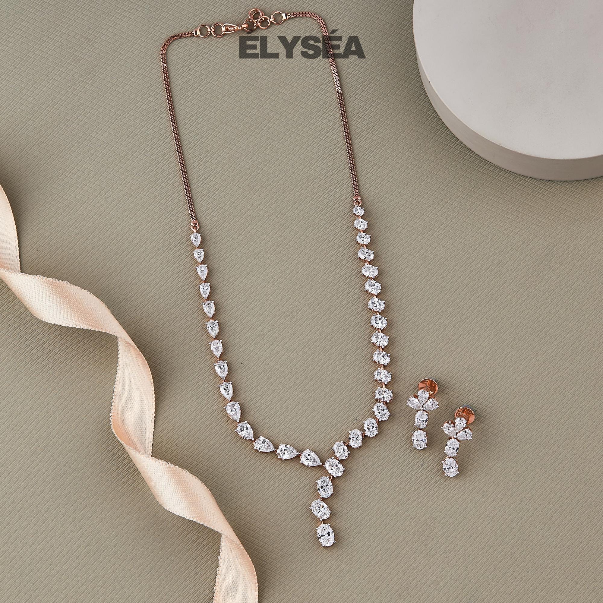Unique Multi Shape Wedding Necklace, Oval, Pear Cut Diamond Tennis Necklace, 14K Gold Necklace, Lab Grown Diamond Necklace, Diamond Choker