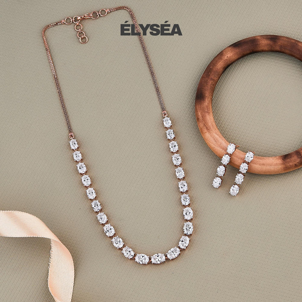 14K Gold Tennis Necklace, Diamond Tennis Necklace, Bridal Jewelry, Oval Cut Wedding Necklace, Bridal Necklace, Layering Necklace Set