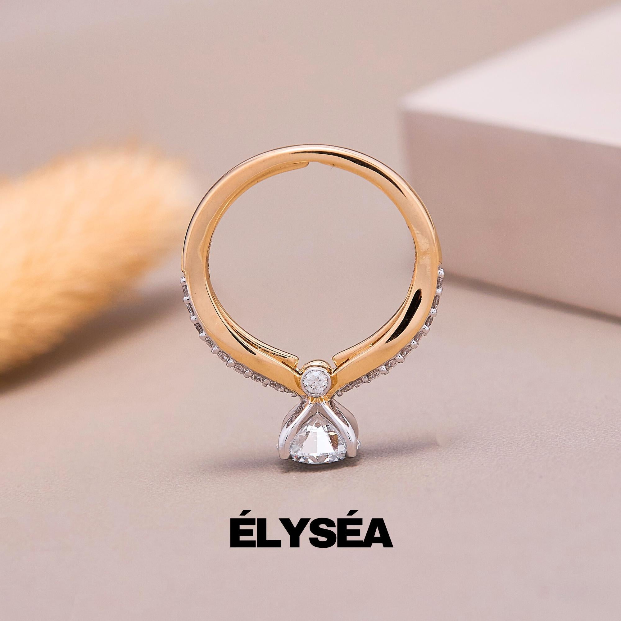 Round Lab Grown Diamond 14K Yellow Gold Engagement Ring, Promise Ring, Diamond Engagement Ring for Women, Wedding Ring for Her