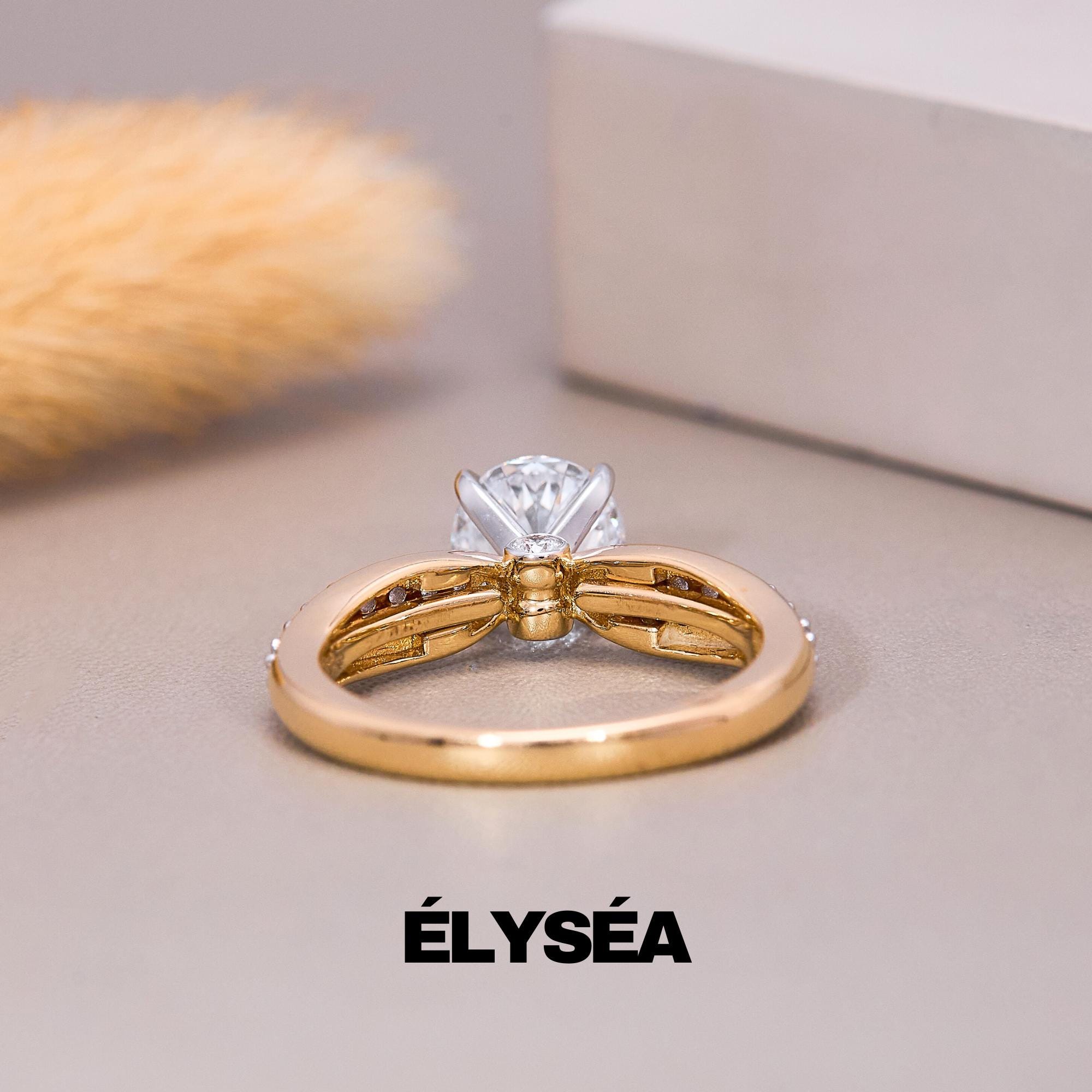 Round Lab Grown Diamond 14K Yellow Gold Engagement Ring, Promise Ring, Diamond Engagement Ring for Women, Wedding Ring for Her