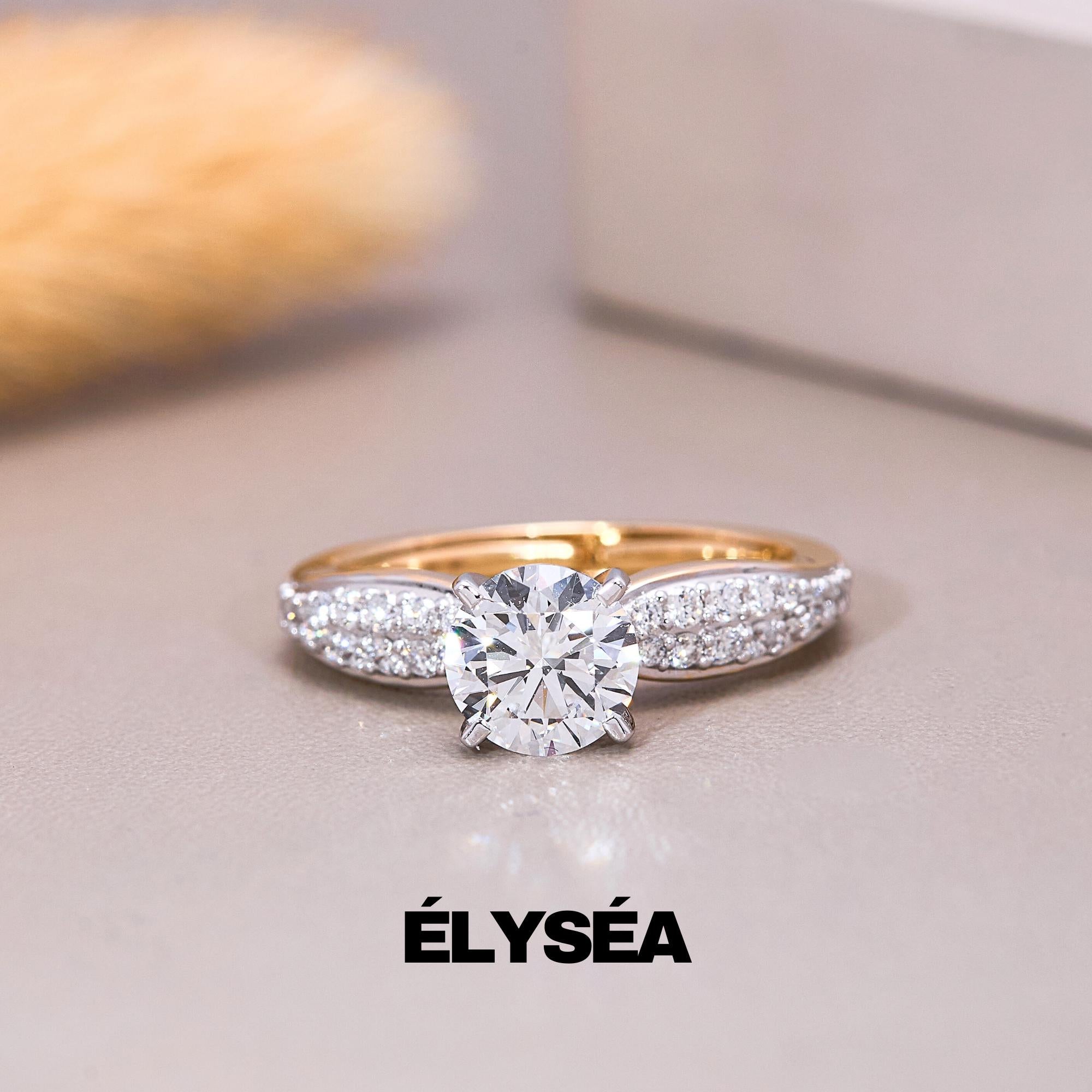 Round Lab Grown Diamond 14K Yellow Gold Engagement Ring, Promise Ring, Diamond Engagement Ring for Women, Wedding Ring for Her
