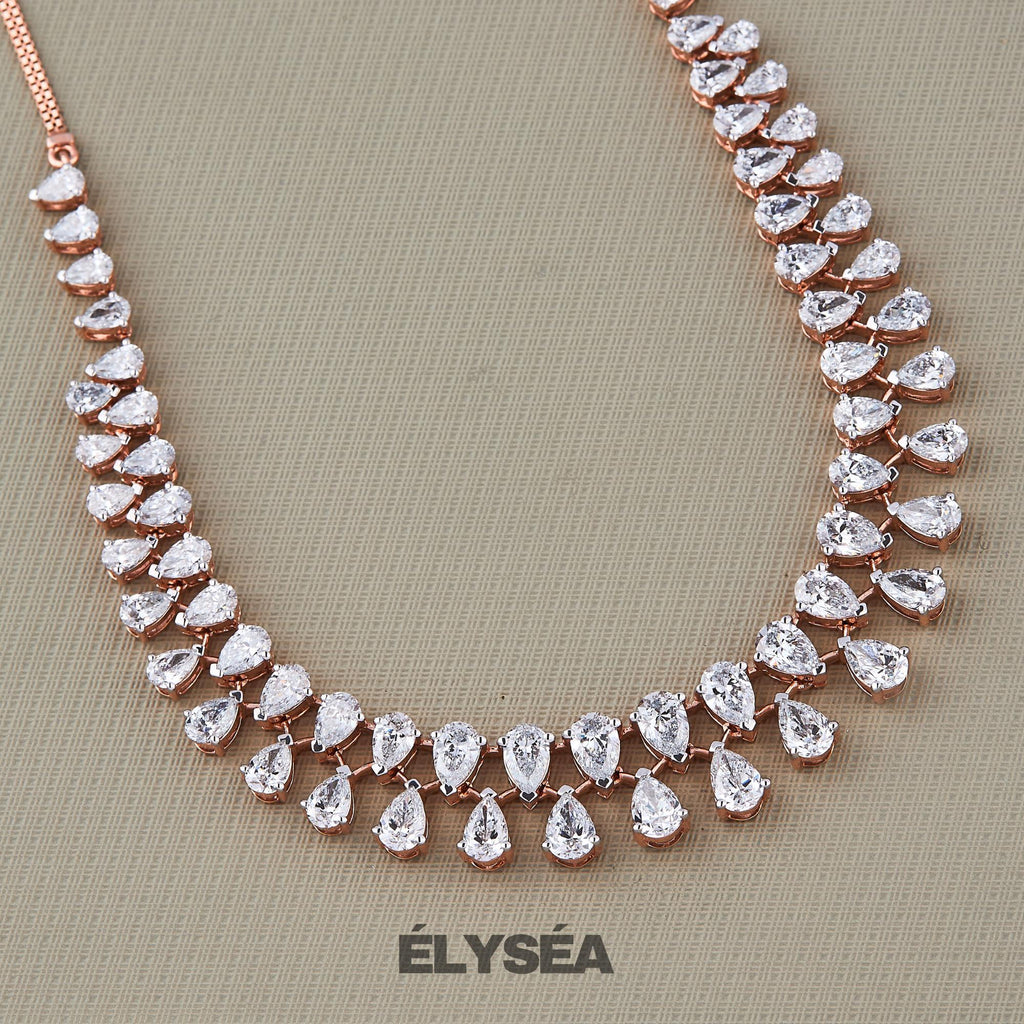 22.16 Carat Lab Pear Shape Diamond Necklace Diamond Tennis Necklace 14K Gold, Wedding Luxury necklace, Bridesmaid Necklace Gift Necklace Set