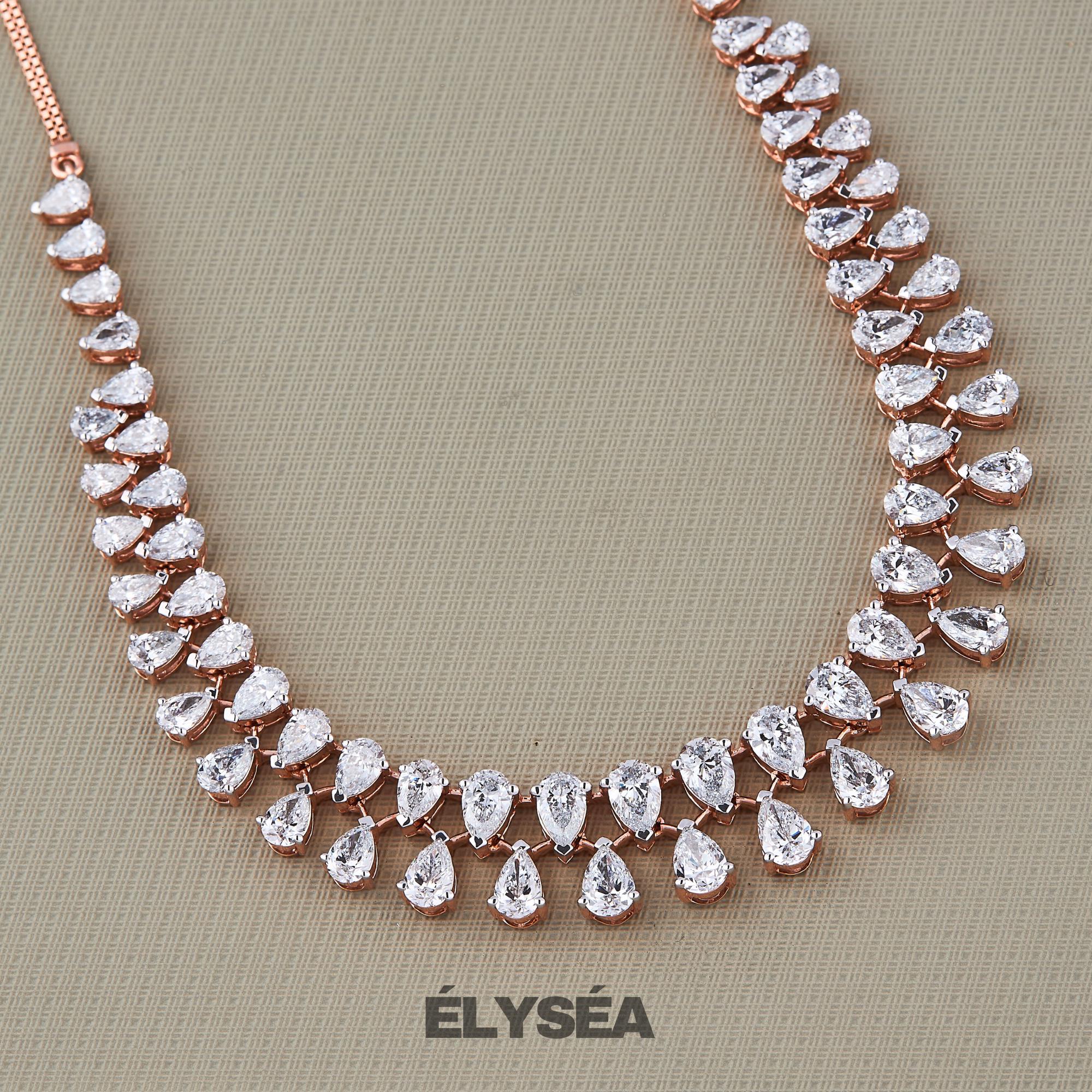 22.16 Carat Lab Pear Shape Diamond Necklace Diamond Tennis Necklace 14K Gold, Wedding Luxury necklace, Bridesmaid Necklace Gift Necklace Set
