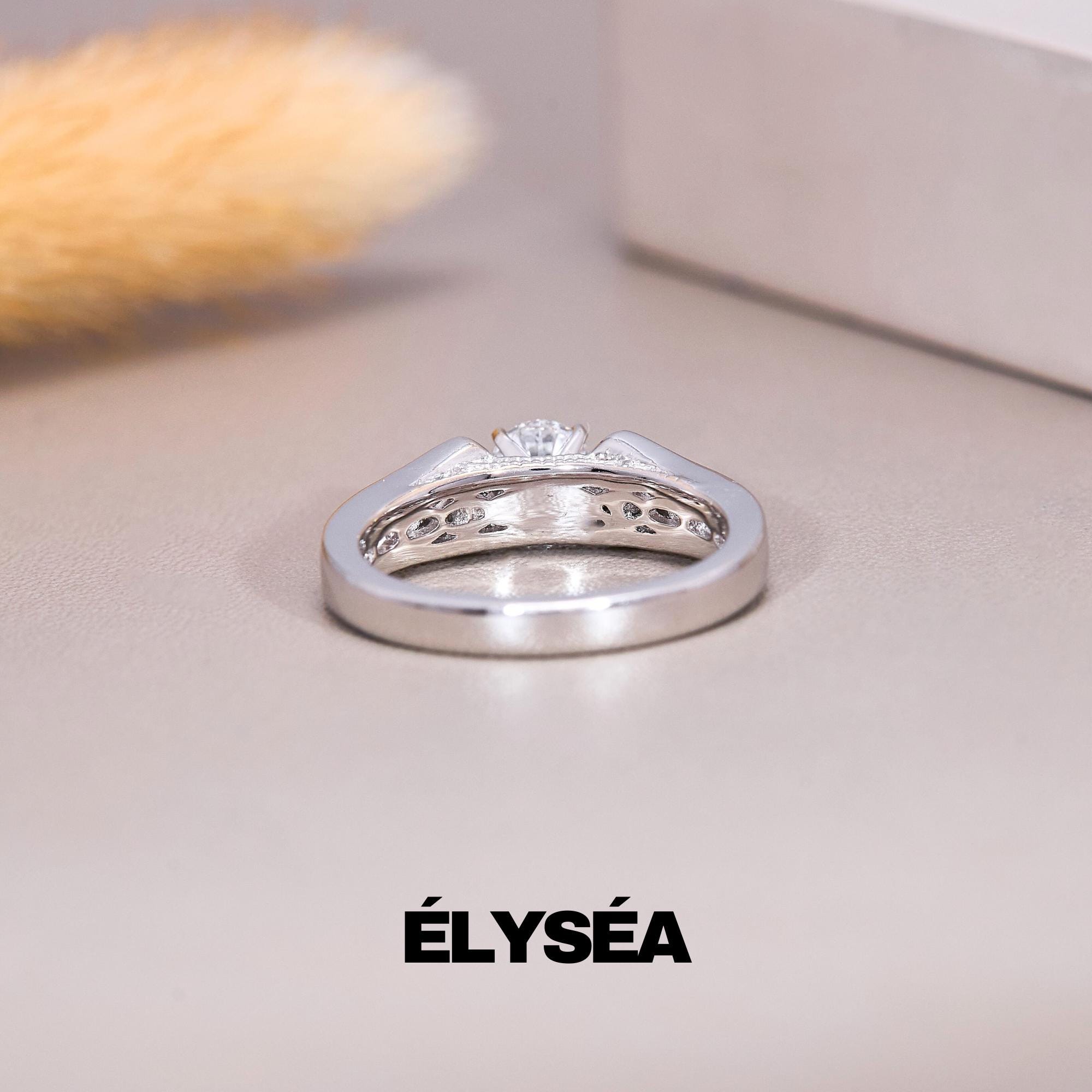Round Cut Engagement Ring, 0.95 ctw 14k Gold Round Lab Grown Diamond Engagement Ring, Minimalist Dainty Wedding Ring, Diamond Ring