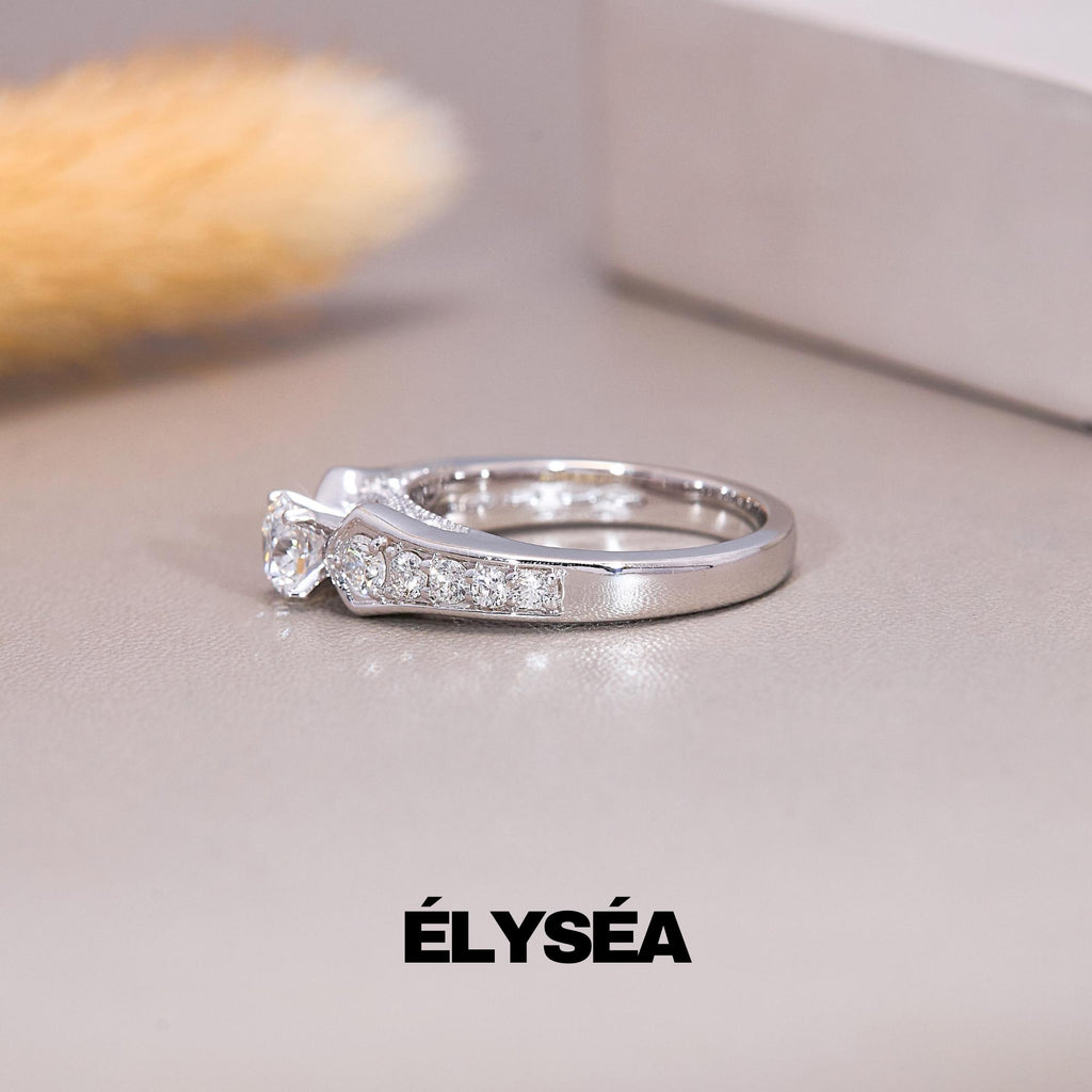Round Cut Engagement Ring, 0.95 ctw 14k Gold Round Lab Grown Diamond Engagement Ring, Minimalist Dainty Wedding Ring, Diamond Ring