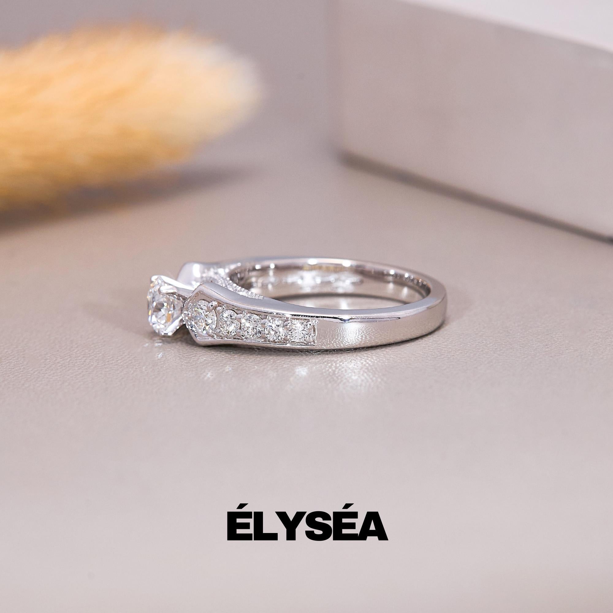 Round Cut Engagement Ring, 0.95 ctw 14k Gold Round Lab Grown Diamond Engagement Ring, Minimalist Dainty Wedding Ring, Diamond Ring