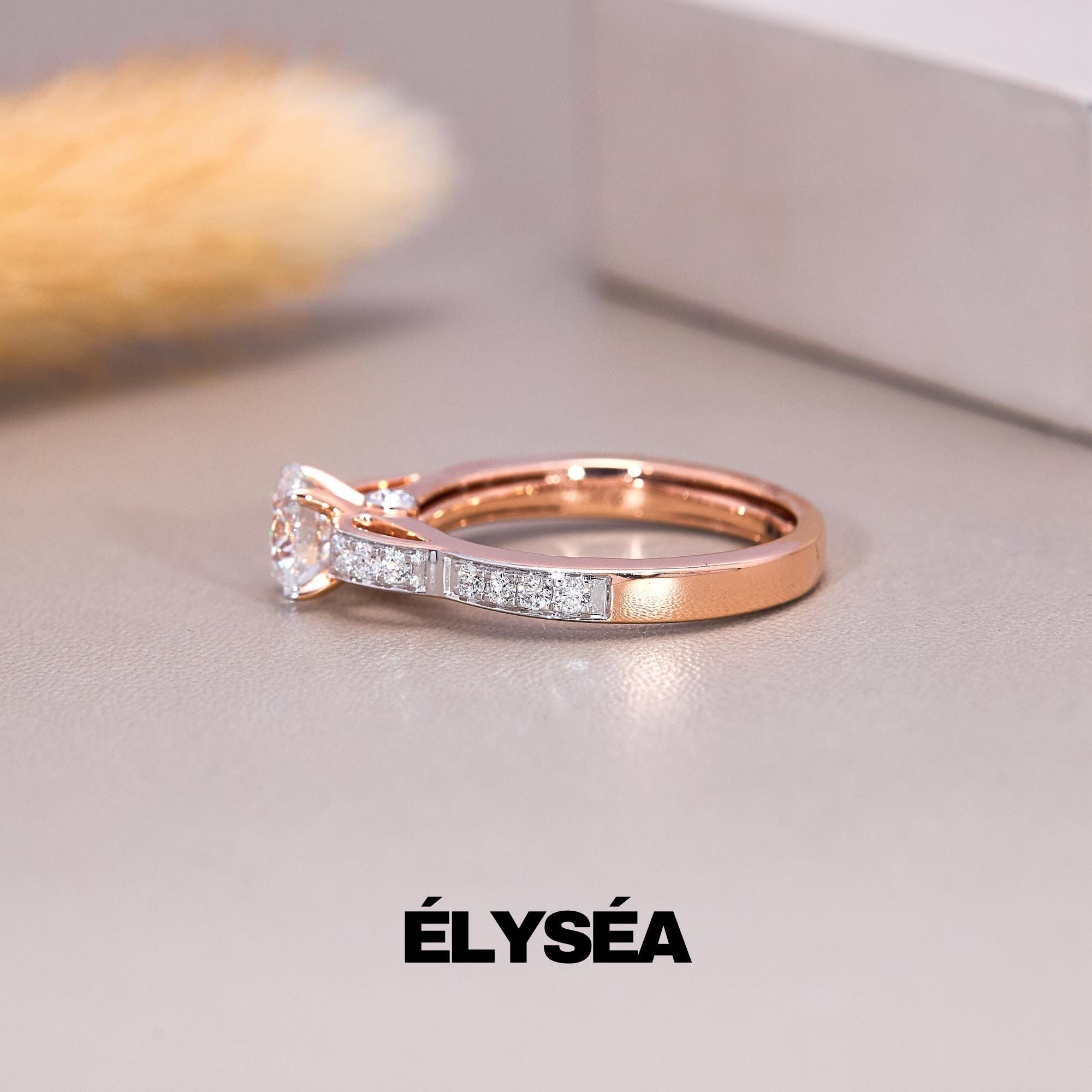 Engagement Ring Round Cut, 1.38 Ctw 14k Gold Lab Grown Round Diamond Engagement Ring, Minimalist Wedding Ring, Diamond Ring, Fine Jewelry