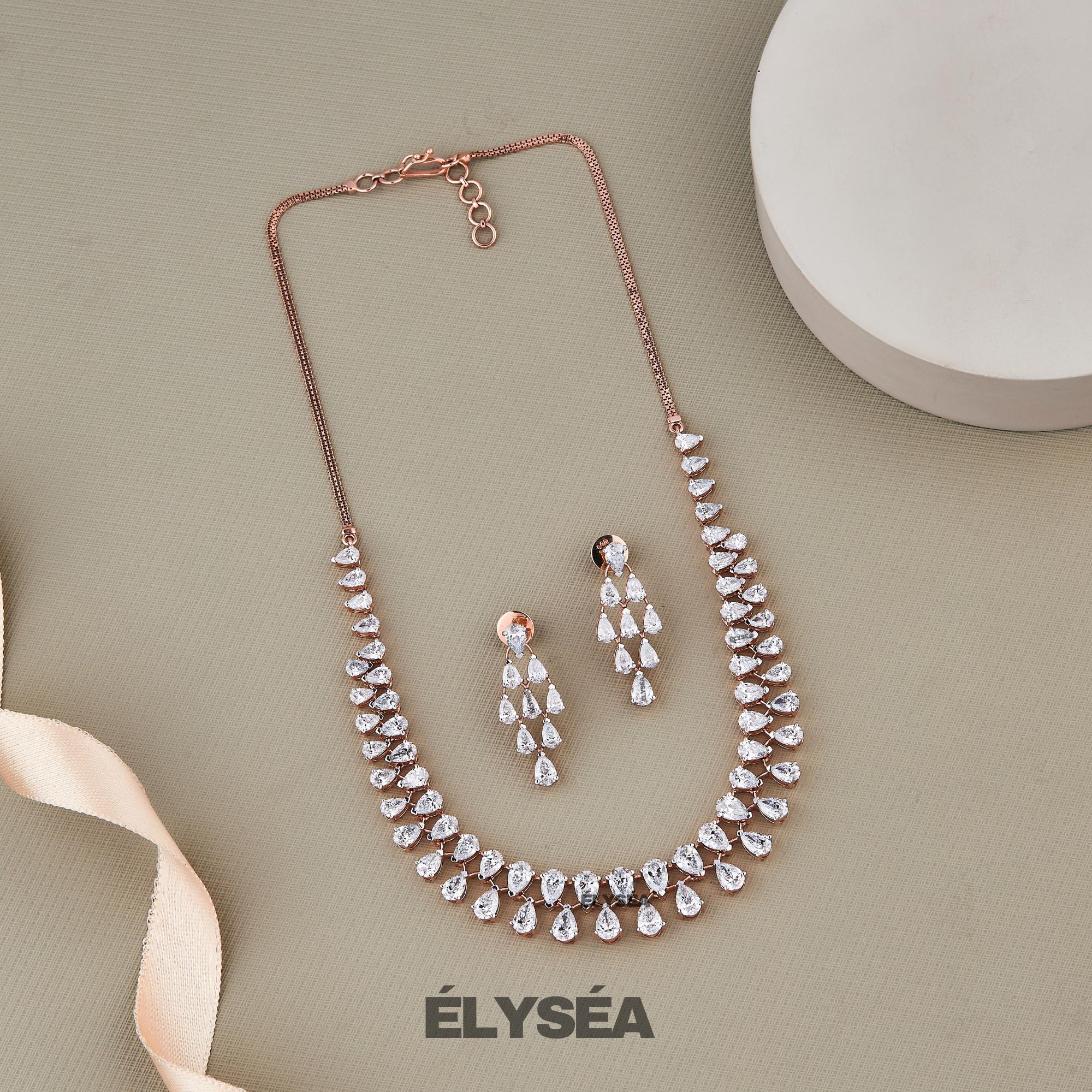 22.16 Carat Lab Pear Shape Diamond Necklace Diamond Tennis Necklace 14K Gold, Wedding Luxury necklace, Bridesmaid Necklace Gift Necklace Set