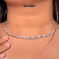 14k Rose Gold Tennis Necklace, 15.89 Carat Multi Shape Diamond Necklace Set, Marquise Pear Emerald Cut Lab Grown Diamond, F/VS1 clarity