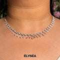Luxurious 14k Solid Gold Diamond Tennis Necklace, Pear & Oval Cut Lab Grown Diamond Wedding Necklace For Women's, Last Minute Gift
