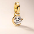 14K Gold Solitaire Pendant Crescent Moon Diamond Charm