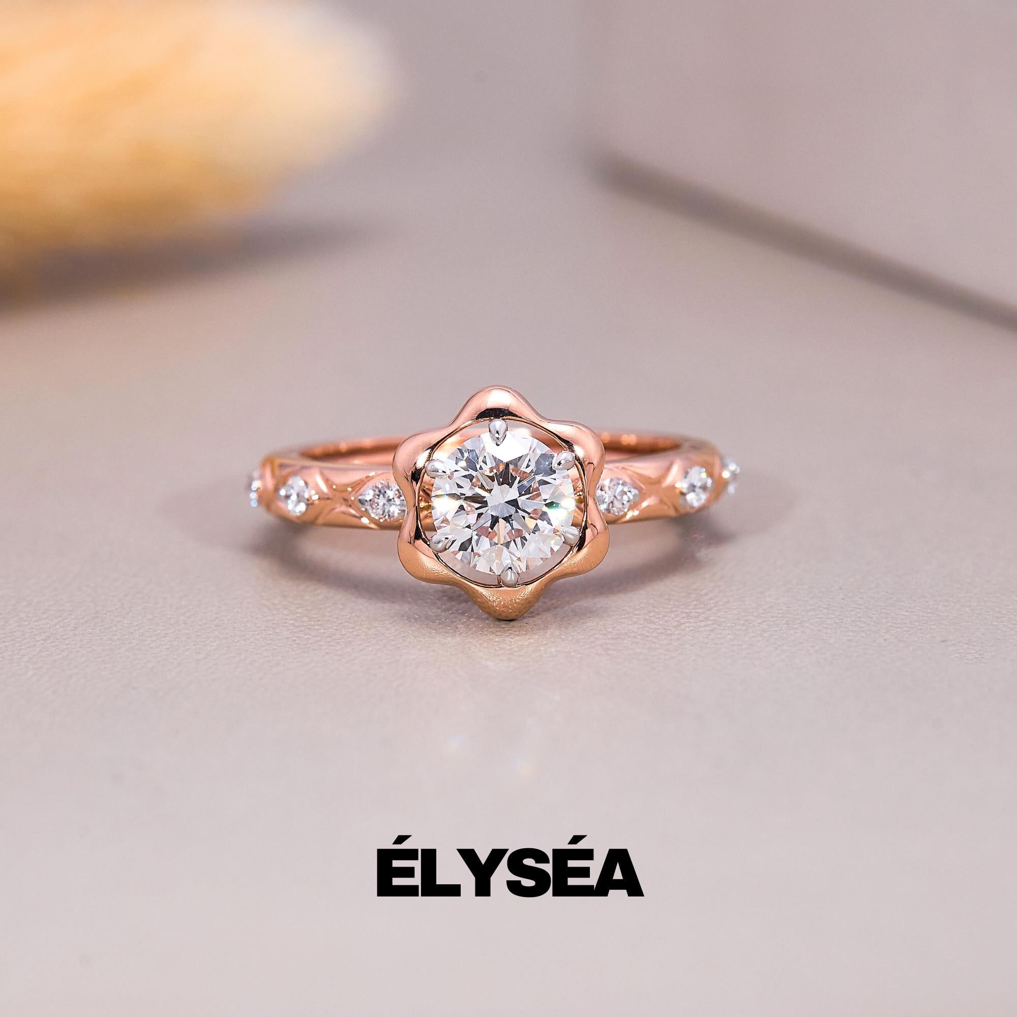 Dainty Round Lab Grown Diamond Promise Ring, Diamond Set in Claw Prongs, Diamond Engagement Ring for Women, Ring in Yellow, White, Rose Gold