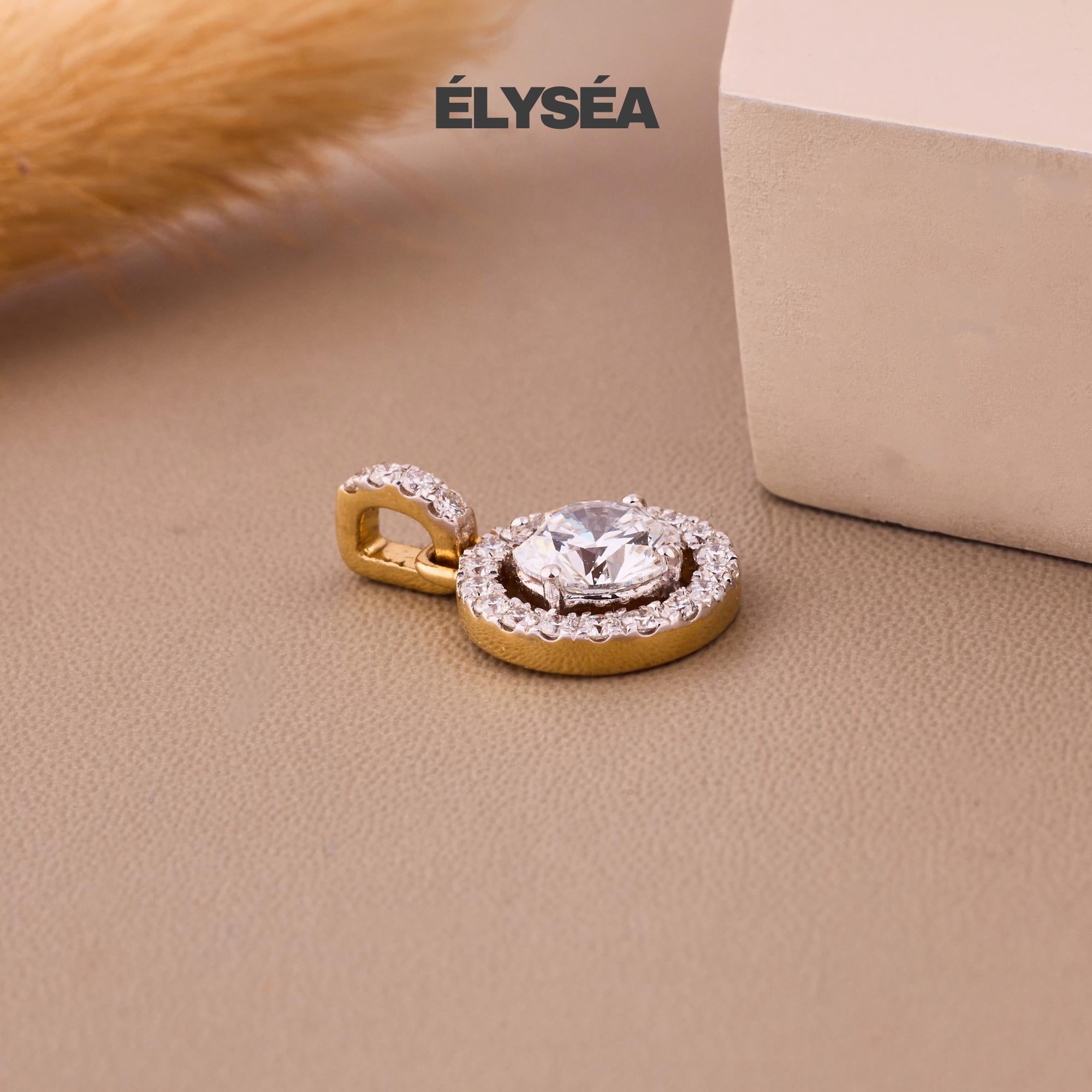 Halo Diamond Pendant, Round Diamond Solitaire Necklace in 14K Solid Gold, Minimalist Gold Diamond Necklace For Her, Birthday Gift Ideas