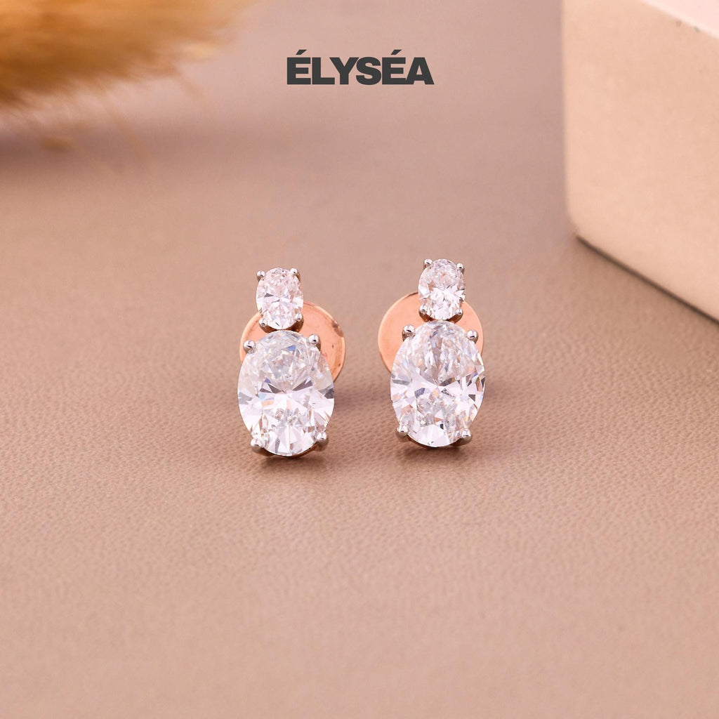 Oval Diamond Earrings, Dainty Oval Cut Diamond Stud Earrings, 14k Gold Diamond Stud Earrings, Bridesmaid Earrings, Gift for Her