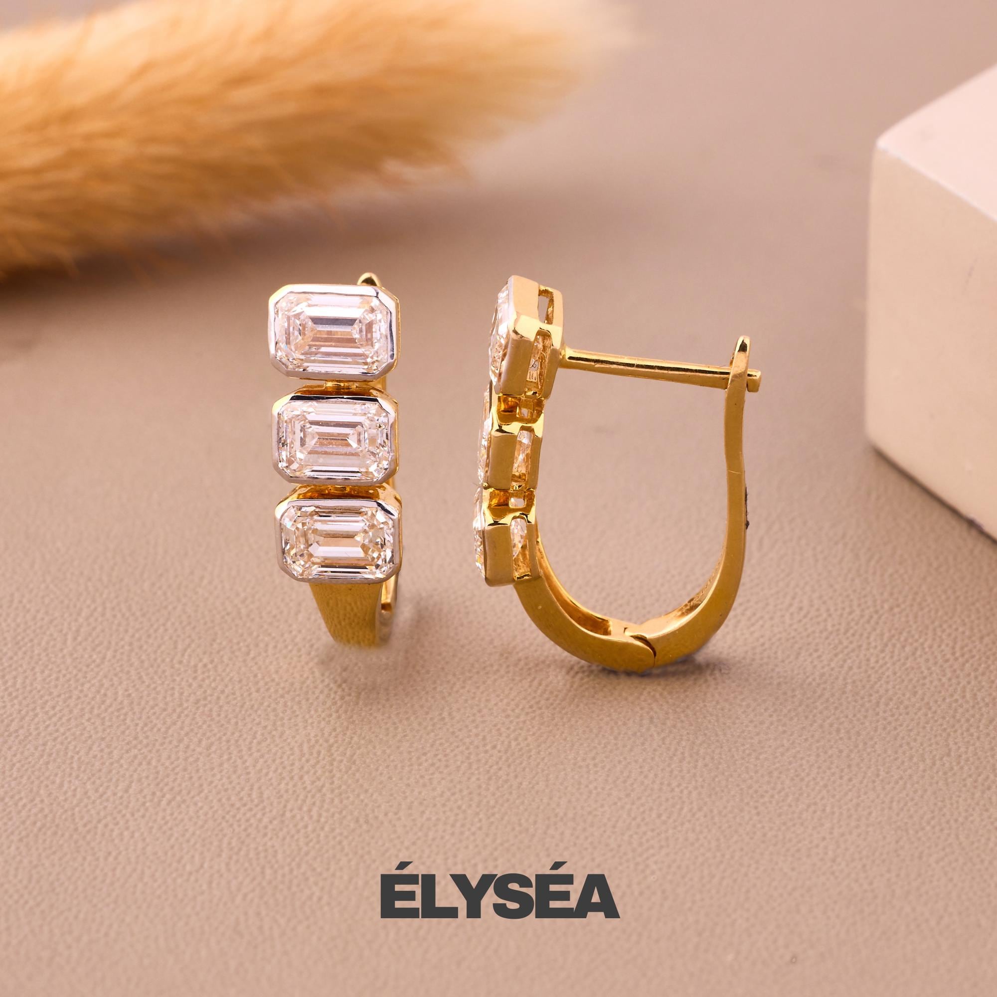 Diamond Earrings, 14k Emerald Diamond Mini Hoop Earrings, Emerald Diamond Mini Huggie Earrings, Tiny Hoop Earring, Hoop Earring Set