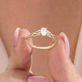 14K Gold Braided Band Lab Grown Diamond Engagement Ring, Vintage Inspired Oval Solitaire Ring
