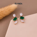 14K Gold Emerald Earrings, Emerald Diamond Earrings, Lab Grown Diamond Emerald Teardrop Stud Earrings, May Birthstone Earrings