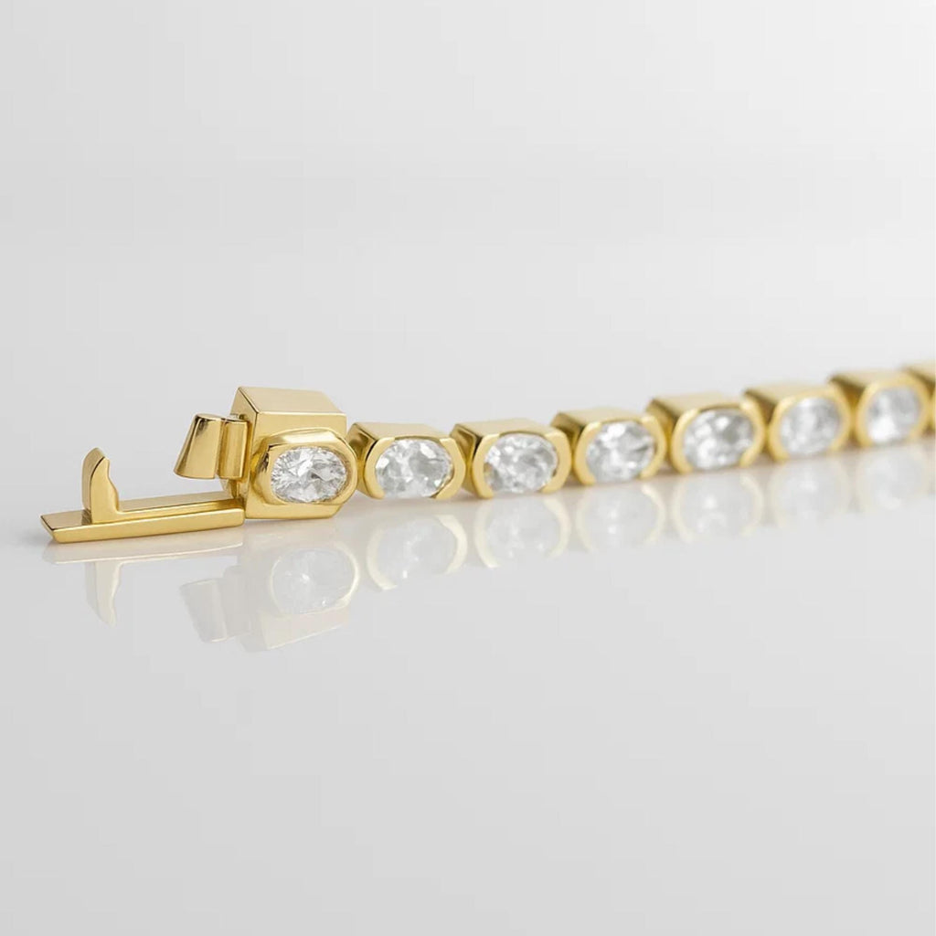 Oval Cut Lab Grown Diamond Tennis Bracelet, 14K Yellow Gold Bridal Wedding Bracelet