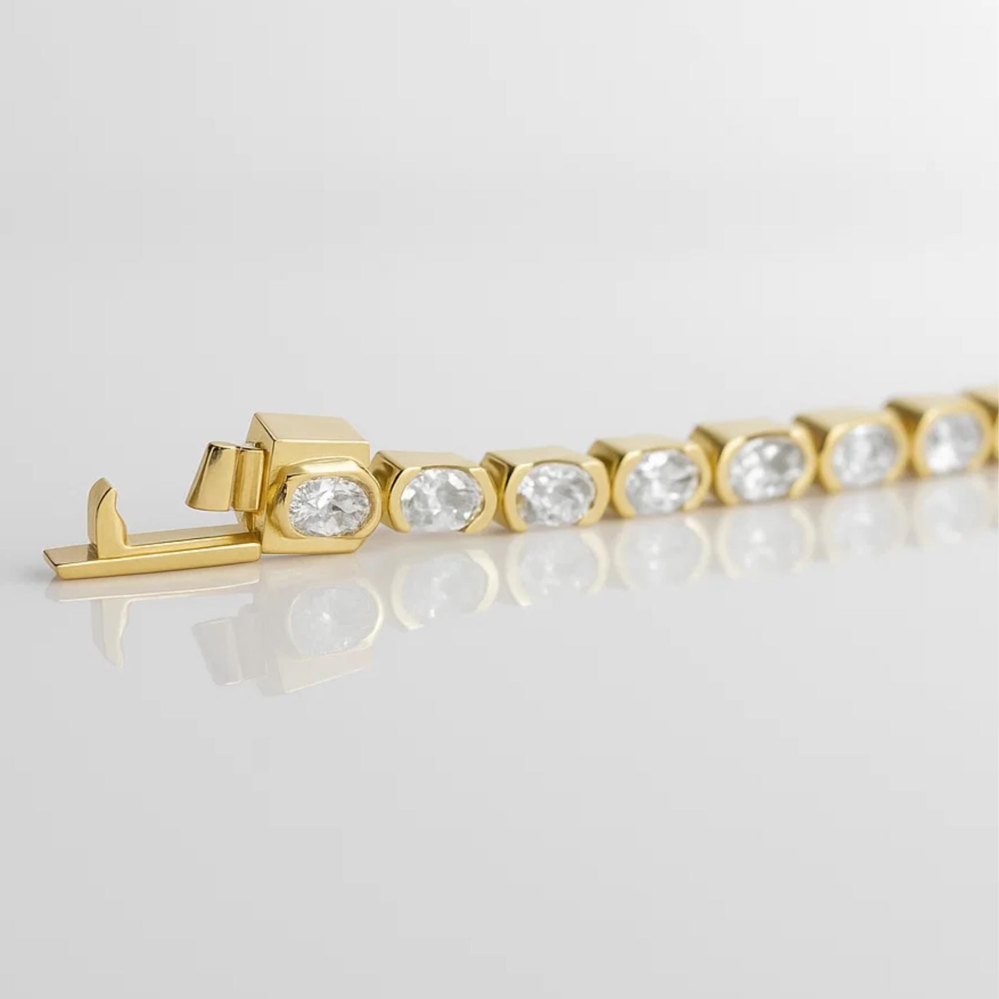 Oval Cut Lab Grown Diamond Tennis Bracelet, 14K Yellow Gold Bridal Wedding Bracelet