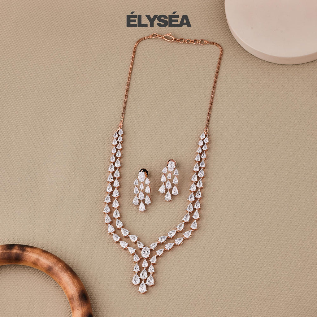 Oval diamond Necklace, 14k Rose Gold, Dainty Minimalist Oval & Pear Cut Lab Diamond Womens Necklace, Special Gift For Her, bridal jewelry