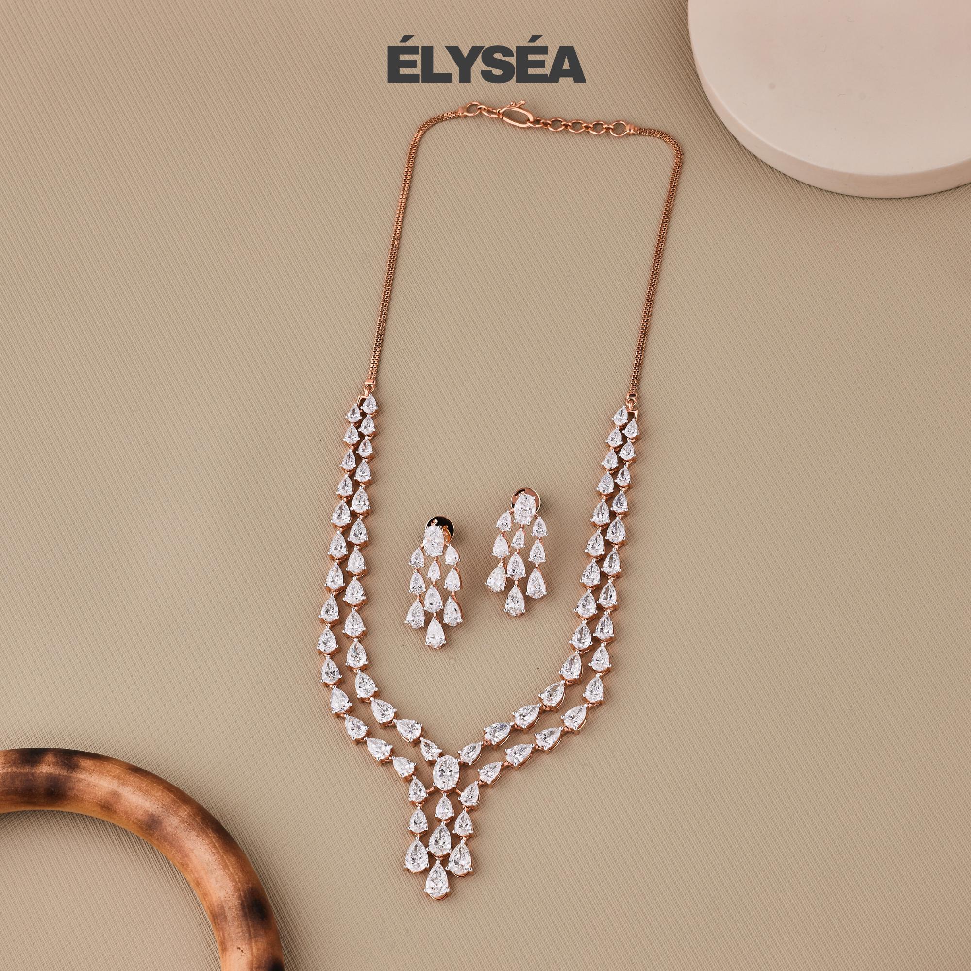 Oval diamond Necklace, 14k Rose Gold, Dainty Minimalist Oval & Pear Cut Lab Diamond Womens Necklace, Special Gift For Her, bridal jewelry