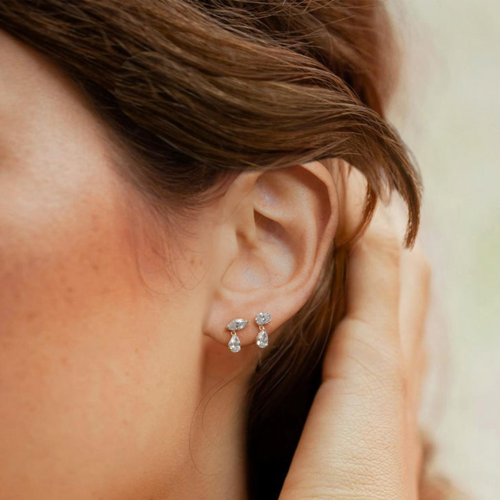 Marquise And Pear Cut Lab grown Diamond Earrings / Diamond Wedding Earrings / Dangle Drop Earrings